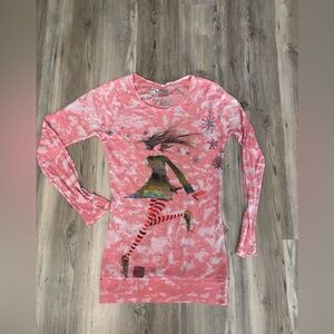 Masha D’yans Long Sleeve Burnout Top Pink Graphic Artist Shirt Size Medium
